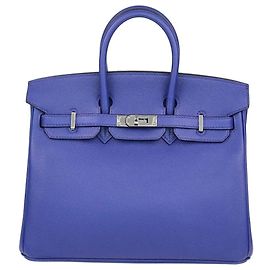 Hermès mala Birkin 25 Hermes em couro Novillo Blue Electric com hardware Palladium