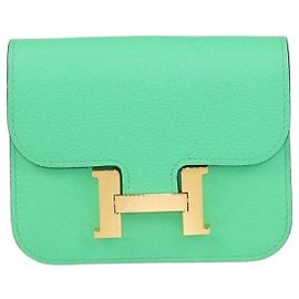 Hermès Cartera Constance Slim Hermes en piel Evercolor Vert Comics