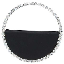 Autre Marque L'Alingi Black Satin Crystal Embellished Eternity Clutch Bag