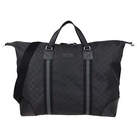 Gucci XL GG Nylon Web Duffle Bag aus schwarzem Canvas