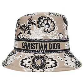 Sombrero Bucket D-Bobby de lona bordada beige Christian Dior