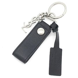 Autre Marque Saint Laurent Black Leather Keyring