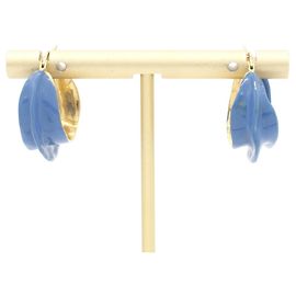 Céline Pendientes de botón Celine para mujer en azul y dorado