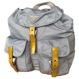 Mochila Prada Tessuto em nylon azul bebé e amarelo