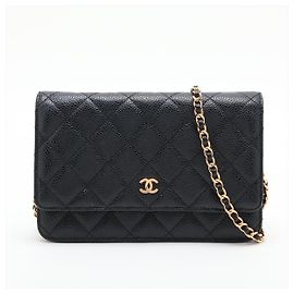 Chanel WOC Pelle Caviar Matelassé Flap Crossbody Black