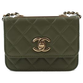 Borsa a tracolla con catena Chanel Mini Quilted Lambskin Trendy CC Card Holder Verde
