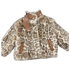 Chloé Casaco em Pele Sintética Leopardo e Couro