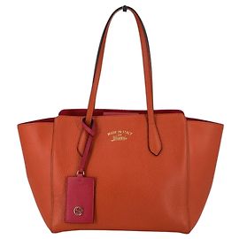 Gucci Borsa Tote Swing Medium in pelle Arancione e Fucsia