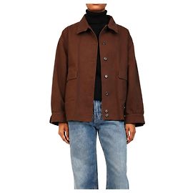 Prada Giacca-camicia in cotone gabardine old Cocoa - size UK 8
