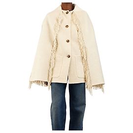 Totême Casaco echarpe com franjas creme - size UK 6