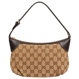 Gucci Sherry Line Pochette Schultertasche aus braunem GG Canvas