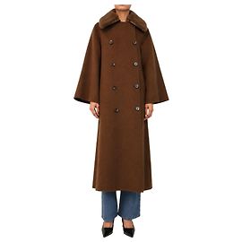 By Malene Birger Brown double-breasted wool coat - size UK 8