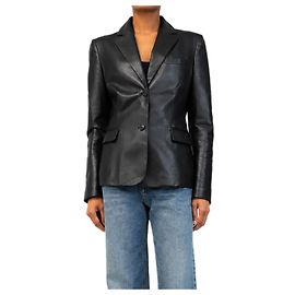 Altuzarra Blazer de couro Fenice preto - tamanho UK 14