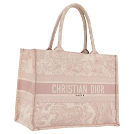 Christian Dior Book Tote Bag Canvas Pink