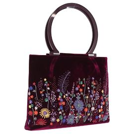 Salvatore Ferragamo Gancini Tote Bag Velor Purple Silver