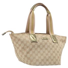 GUCCI GG Canvas Tote Bag Beige Gold Ton 131228