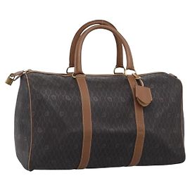 Christian Dior Boston Bag Honeycomb Canvas PVC Schwarz Gold