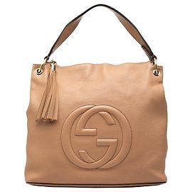 Gucci Soho Convertible Hobo Large aus genarbtem Kalbsleder Beige
