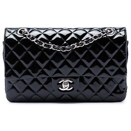 Chanel Black Medium Classic Patent Double Flap