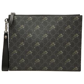 Pouch da polso Gucci Black GG Supreme Tigers Zip