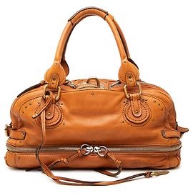 Chloé Paddington East West Zippy Handtasche aus braunem Leder