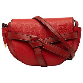 LOEWE Mini Sac Bandoulière Gate en Veau Grainé Bicolore Rouge