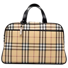 Mala de viagem Burberry em lona revestida Beige House Check