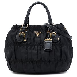Bolso Satchel Prada de Tessuto Gaufre Negro