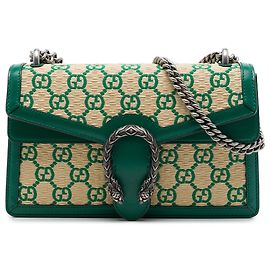 Borsa a tracolla Gucci Beige Medium GG Supreme effetto paglia Dionysus