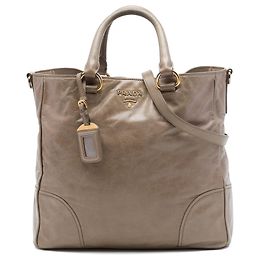 Bolsa Satchel Prada em Vitello Shine Castanha