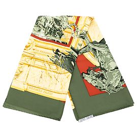 Hermès Yellow La Fontaine De Bartholdi Silk Scarf 90