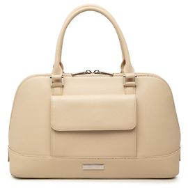 Borsa Burberry in pelle beige con tasca frontale