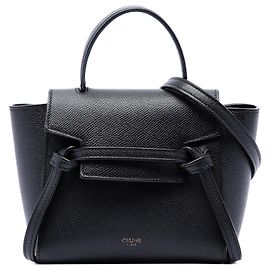 Céline Sac ceinture Celine en cuir de veau grainé Pico noir