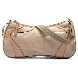 Prada Beige Vitello Drive Trimmed Tessuto Shoulder Bag