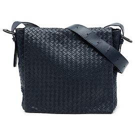 Borsa a tracolla con patta Bottega Veneta in Nappa Intrecciato blu
