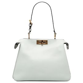 Borsa a spalla Peekaboo Soft in pelle grigia Medium Fendi