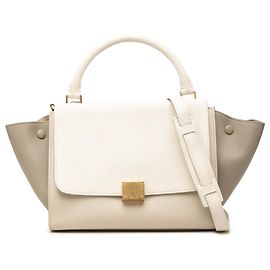 Céline Celine Sac Trapeze Small en cuir de veau tricolore marron