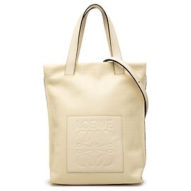 Borsa Shopper Anagram LOEWE in lino e vitello goffrato marrone