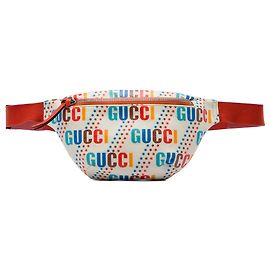 Gucci Gürteltasche für Kinder aus weißem beschichtetem Canvas mit Logo