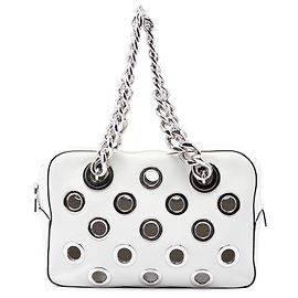 Borsa a tracolla Prada White Vitello Daino con catena e occhielli