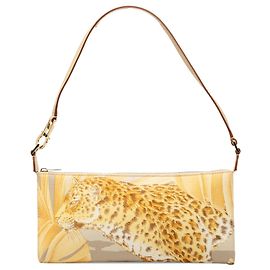 Salvatore Ferragamo Borsa a tracolla Ferragamo in tela gialla con stampa leopardata