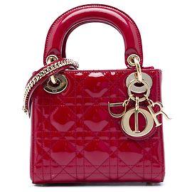 Dior Red Mini Patent Cannage Lady Dior