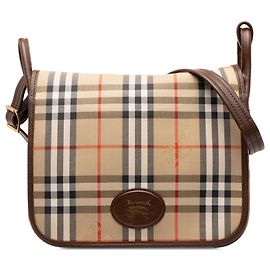 Bolsa de Ombro Burberry Beige Haymarket Check Canvas
