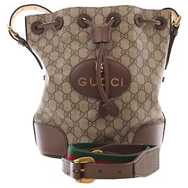 Gucci Beige GG Supreme Neo Vintage Beuteltasche mit Kordelzug