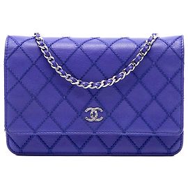 Chanel Purple CC Quilted Calfskin Fancy Wallet On Chain