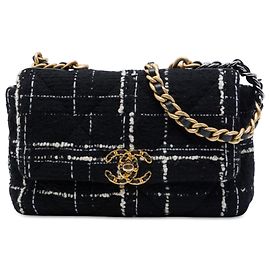 Chanel Black Medium Tweed 19 Flap