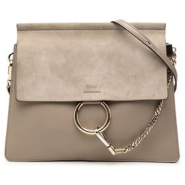 Chloé Faye Crossbody in pelle di vitello e camoscio marrone Medium