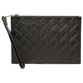 Pouch con zip Bottega Veneta in Nappa embossed nero