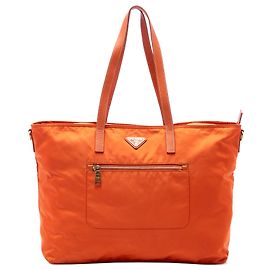 Bolsa Satchel Prada em Tessuto com acabamento em Saffiano Orange