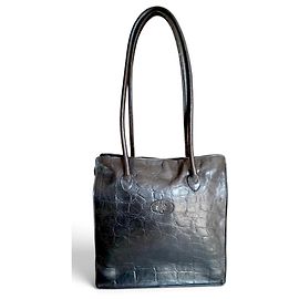 MULBERRY - Sac Tote Vintage en Cuir Congo Gaufré Croco – Fabriqué en Angleterre
